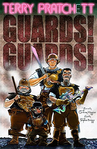 Cover of “Guards! Guards!” graphic novel featuring four fantasy characters.
