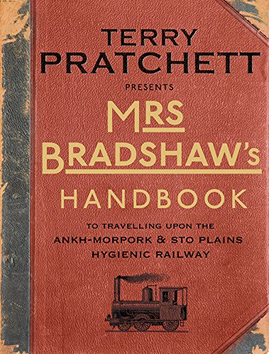 Red book cover with "Mrs Bradshaw's Handbook" title, featuring a train illustration.