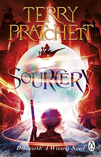 Book cover for “Sourcery” by Terry Pratchett, featuring a glowing orb.