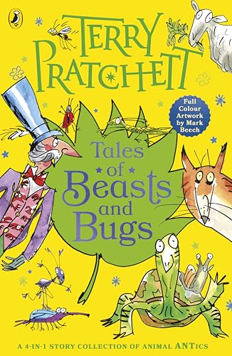 Book cover: "Tales of Beasts and Bugs" with colorful animal illustrations.