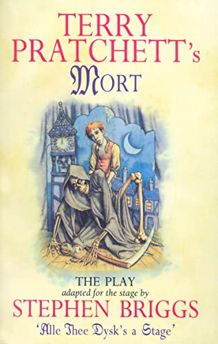 Book cover for “Mort” by Terry Pratchett, featuring Death and a young man.