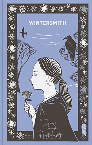 Book cover: “Wintersmith” by Terry Pratchett, featuring a girl and ravens.
