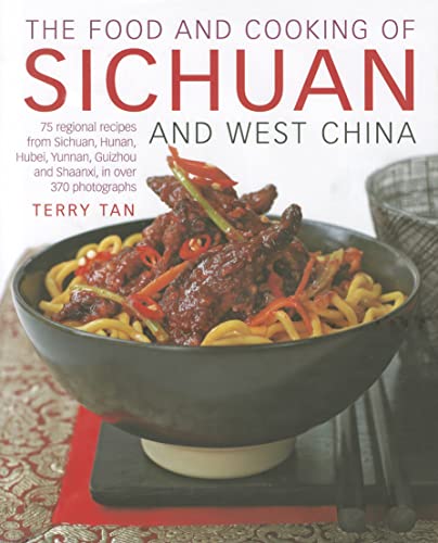 Cookbook cover featuring spicy Sichuan noodles with beef and chili peppers.