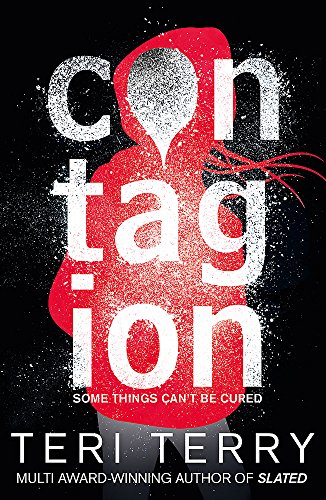Book cover: hooded figure in red with large white “Contagion” text.