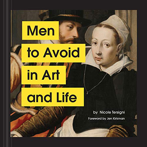 Book cover featuring a classical painting of a man and woman with yellow text.
