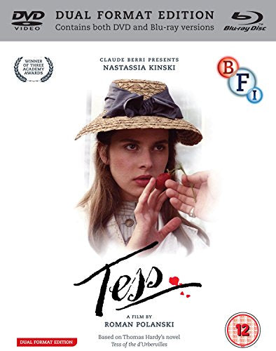 Tess" Blu-ray cover featuring Nastassia Kinski with a strawberry, white dress.