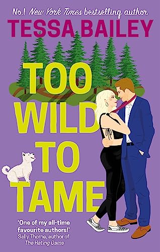 Book cover: couple embracing, forest backdrop, and a white dog.
