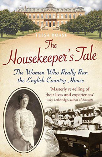 Book cover showing a country house, a portrait of a woman, and kitchen staff.