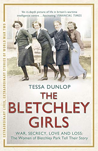 Book cover featuring four women in wartime attire, titled “The Bletchley Girls.”