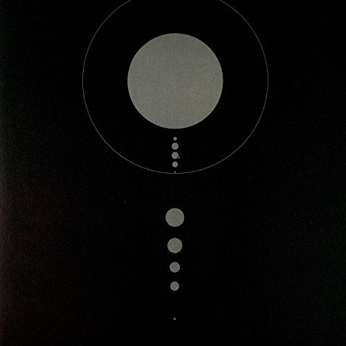 The image depicts a vinyl record with a dark blue-purple background. A suitable alt text for this image could be: "A vinyl record with grey circles on a dark blue background."