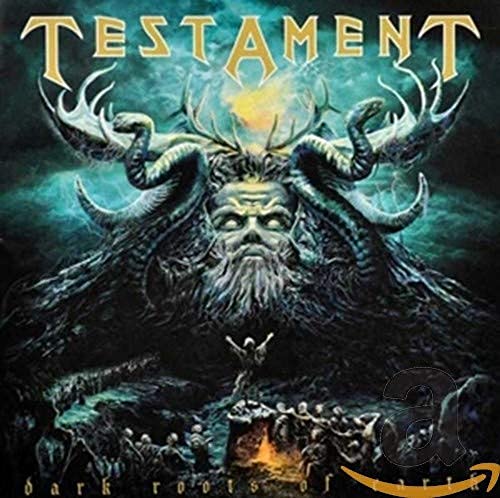 Testament album cover: dark, fantastical face with branching antlers and figures below.