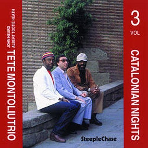 Album cover with three men sitting on stone steps, surrounded by red borders.