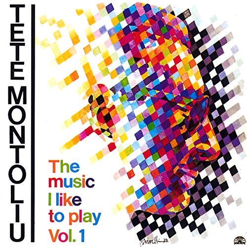 CD cover: Colorful, pixelated portrait of a musician playing saxophone.