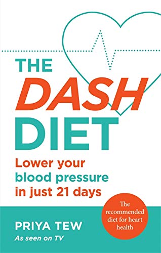 Book cover titled The DASH Diet with a heart and pulse line graphic.