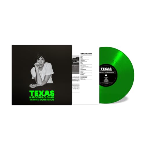 Vinyl record of Texas & Spooner Oldham, with album cover and green disc.