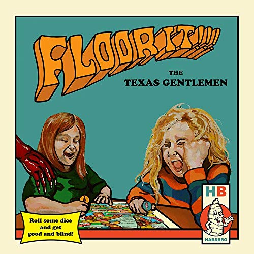 Vinyl record cover: "Floor It!!!" by The Texas Gentlemen, with illustrated artwork.