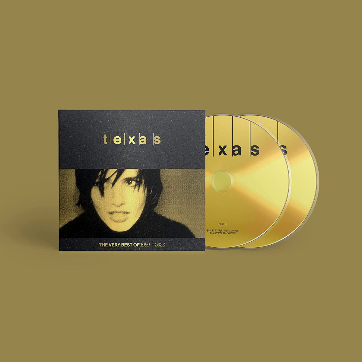 Texas band CD cover with portrait and gold disc visible.