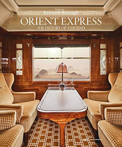 Book cover depicting a luxurious Orient Express train car interior.