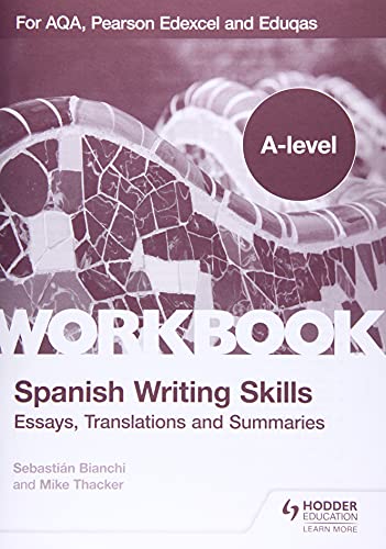 A-level Spanish writing skills workbook with mosaic-style cover design.