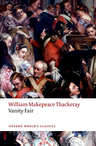 Book cover for Vanity Fair by William Makepeace Thackeray featuring a crowded historical painting.