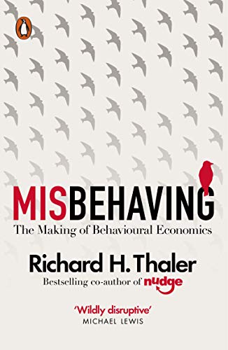 Book cover: "Misbehaving" by Richard Thaler, with bird imagery.