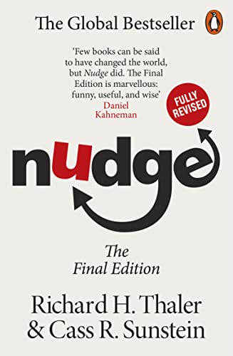 Book cover for “Nudge” with bold title and an arrow pointing right.