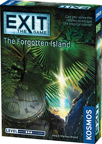 Box for “EXIT: The Forgotten Island” escape room game with jungle imagery.