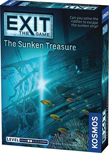 Box for “EXIT: The Sunken Treasure” escape room game, featuring a shipwreck.
