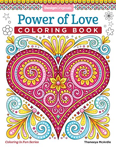 Cover of "Power of Love" coloring book featuring a detailed heart design.