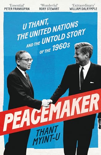 Book cover featuring U Thant and John F. Kennedy shaking hands against blue background.