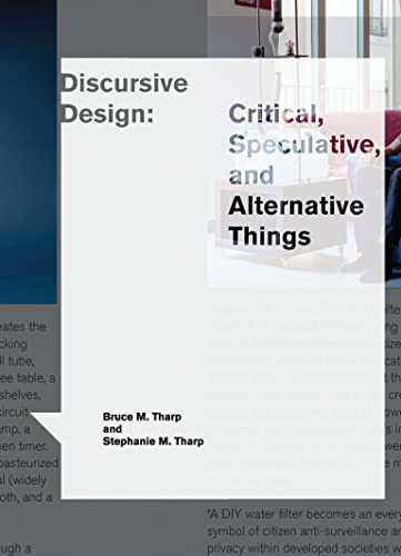 Book cover: “Discursive Design” by Tharp and Tharp, white and teal.