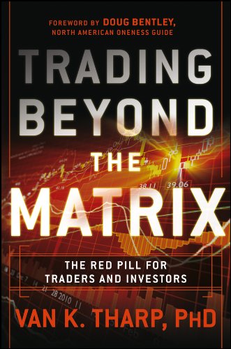 Book cover: "Trading Beyond the Matrix" with financial charts background.