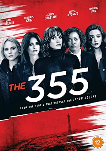 DVD cover for The 355 featuring five lead actresses against a red background.