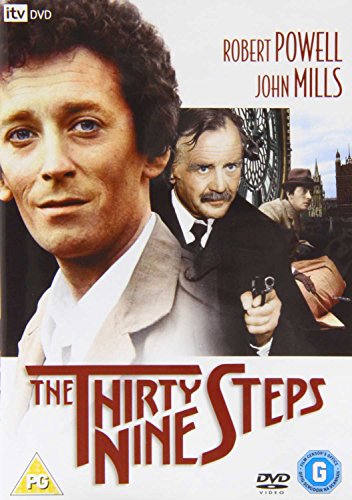 DVD cover for "The 39 Steps" featuring two men and a gun.
