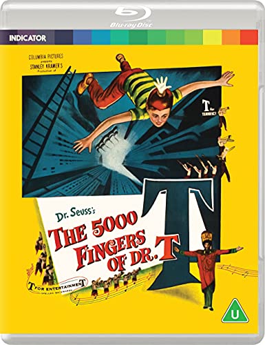 Blu-ray cover for The 5,000 Fingers of Dr. T featuring a boy and large letter T.
