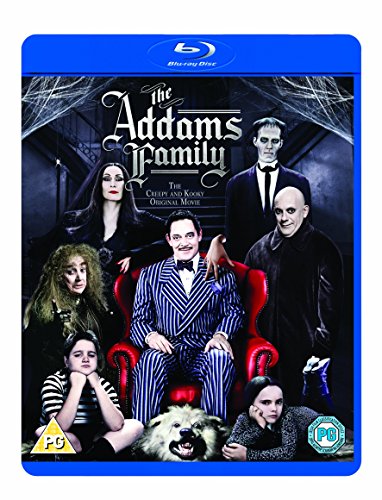 The Addams Family Blu-ray cover featuring the cast posing in a dark, gothic setting.