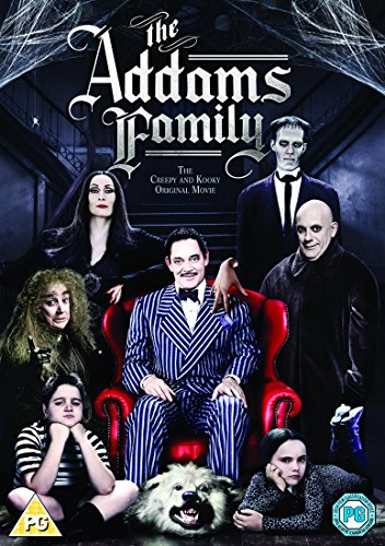 The Addams Family DVD cover featuring the main cast posed in a dark room.