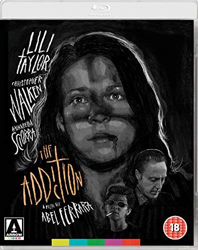 Blu-ray cover for "The Addiction" featuring Lili Taylor in a distressed portrait.