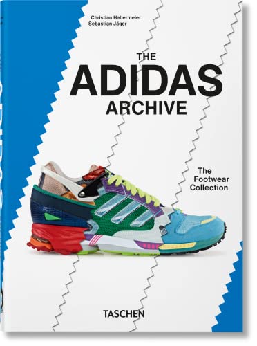 Book cover titled The Adidas Archive featuring a colorful sneaker on a white background.