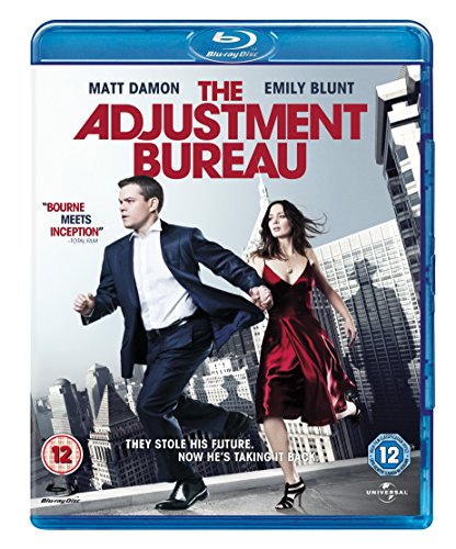 Blu-ray cover for "The Adjustment Bureau" featuring Matt Damon and Emily Blunt.