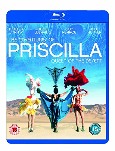The Adventures of Priscilla, Queen of the Desert" Blu-ray case with performers in costume.
