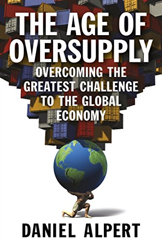 Book cover: "The Age of Oversupply" with stacked shipping containers and Earth.