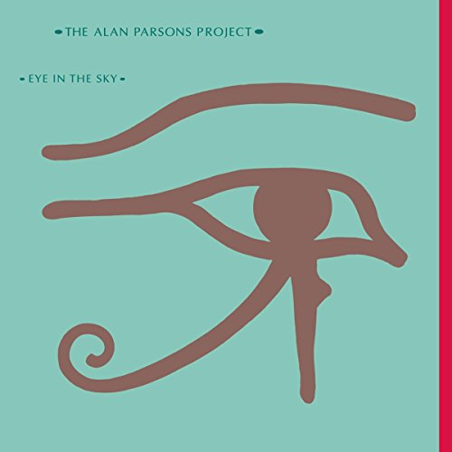 "Vinyl record cover with stylised brown eye on teal background, red stripe on right edge."