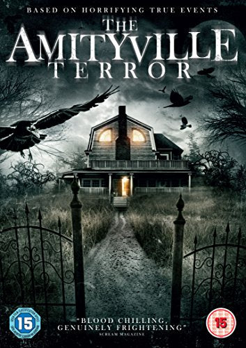 DVD cover for "The Amityville Terror" featuring a haunted house and crows.