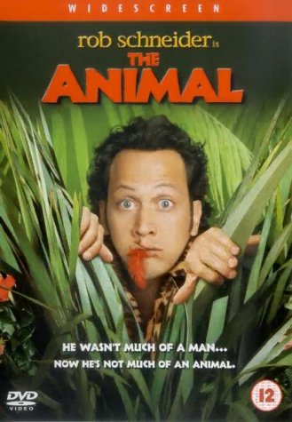 DVD cover for "The Animal" featuring Rob Schneider amongst foliage.