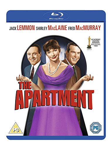 “The Apartment” Blu-ray cover featuring Jack Lemmon, Shirley MacLaine, and Fred MacMurray.