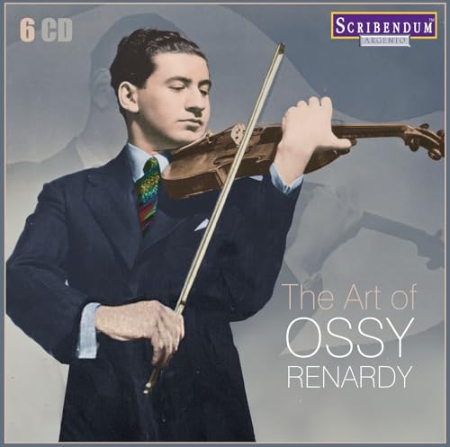 Portrait of Ossy Renardy playing the violin, album cover art.