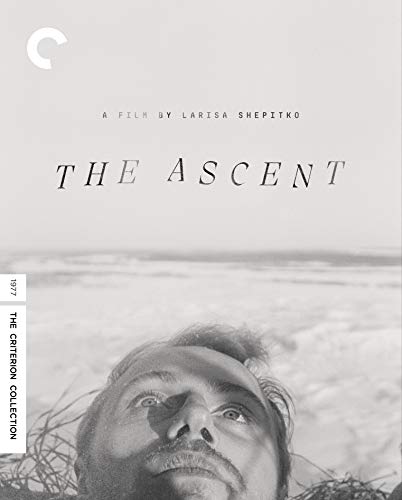 Black and white film cover showing a man looking upward against a snowy landscape.