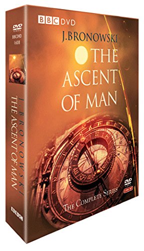 DVD case for "The Ascent of Man" with clock image on orange background.