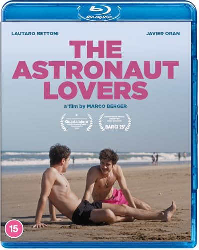 The Astronaut Lovers" Blu-ray cover featuring two men on a beach.